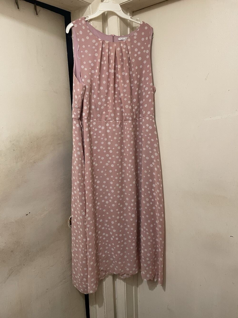 Notations Woman 3X Pink White Polka Dot Sleeveless Midi Dress Plus Size - Picture 1 of 3
